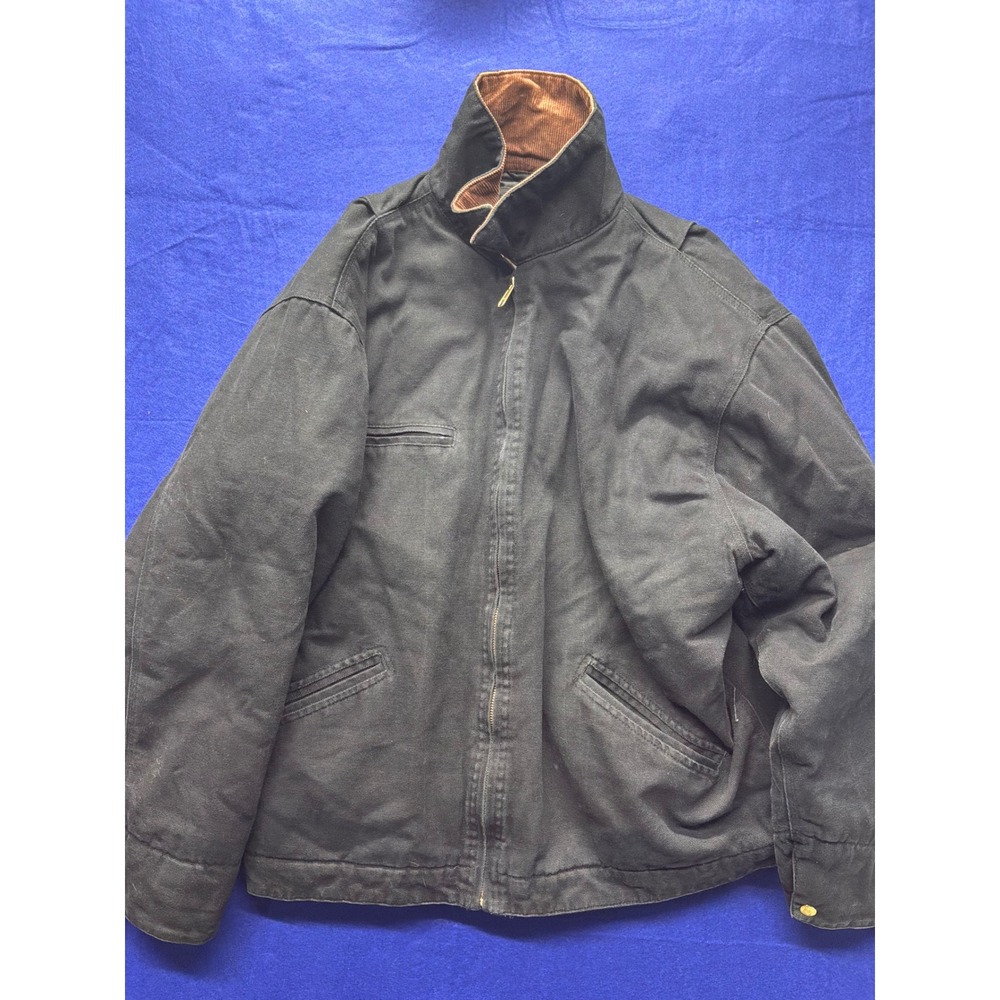 Tri-Mountain Canvas lined Work Chore Jacket Mens XL Black S#480